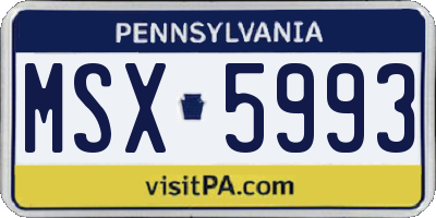 PA license plate MSX5993