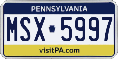 PA license plate MSX5997