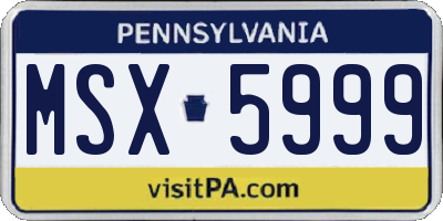 PA license plate MSX5999