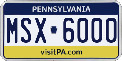 PA license plate MSX6000