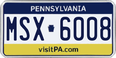 PA license plate MSX6008