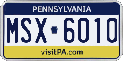 PA license plate MSX6010