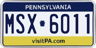 PA license plate MSX6011