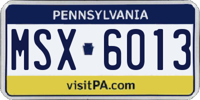 PA license plate MSX6013