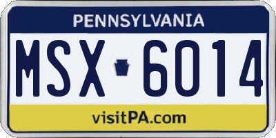 PA license plate MSX6014