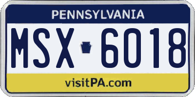 PA license plate MSX6018