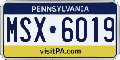 PA license plate MSX6019