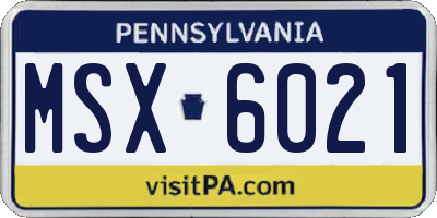 PA license plate MSX6021