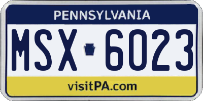 PA license plate MSX6023