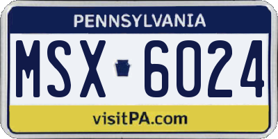 PA license plate MSX6024