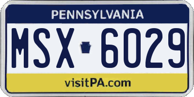PA license plate MSX6029