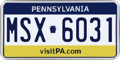 PA license plate MSX6031