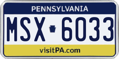 PA license plate MSX6033