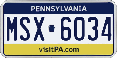 PA license plate MSX6034