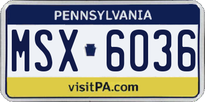 PA license plate MSX6036