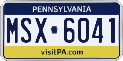 PA license plate MSX6041