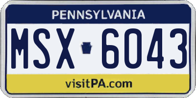 PA license plate MSX6043
