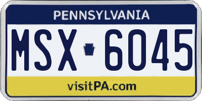 PA license plate MSX6045