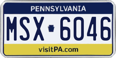 PA license plate MSX6046