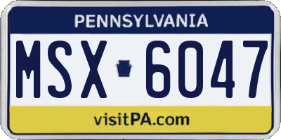 PA license plate MSX6047