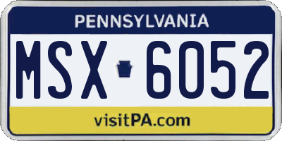 PA license plate MSX6052