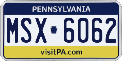 PA license plate MSX6062