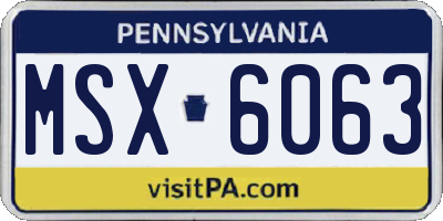 PA license plate MSX6063