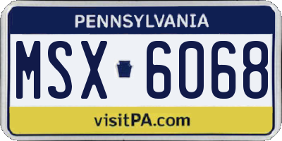 PA license plate MSX6068