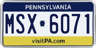 PA license plate MSX6071