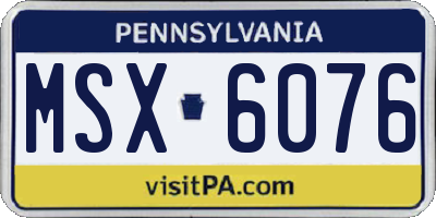 PA license plate MSX6076