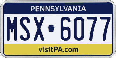 PA license plate MSX6077