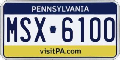 PA license plate MSX6100
