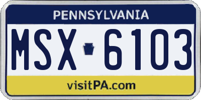 PA license plate MSX6103