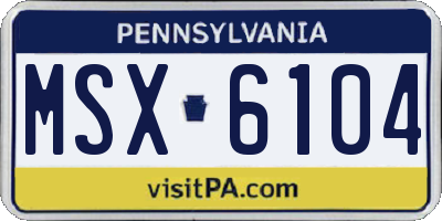 PA license plate MSX6104