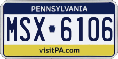 PA license plate MSX6106