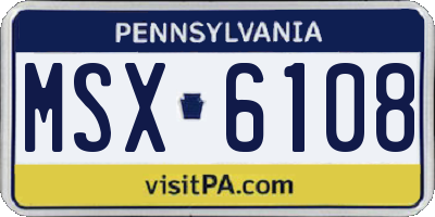 PA license plate MSX6108