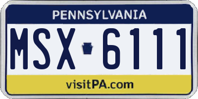 PA license plate MSX6111