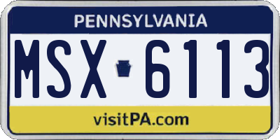 PA license plate MSX6113