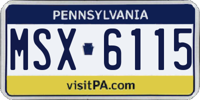 PA license plate MSX6115
