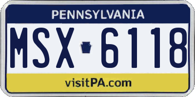 PA license plate MSX6118