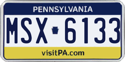 PA license plate MSX6133