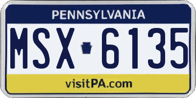 PA license plate MSX6135