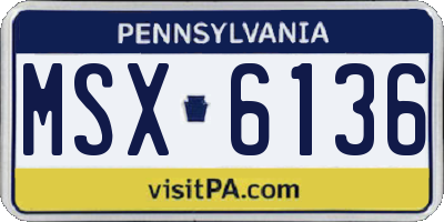 PA license plate MSX6136