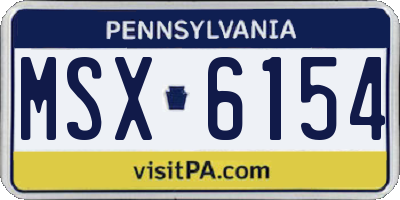 PA license plate MSX6154