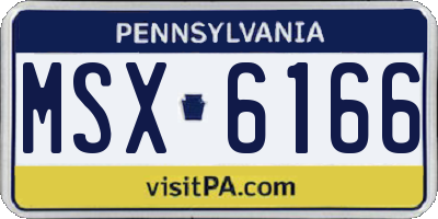 PA license plate MSX6166
