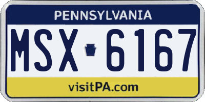 PA license plate MSX6167