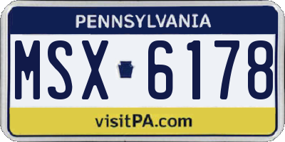 PA license plate MSX6178