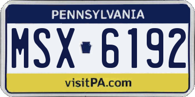 PA license plate MSX6192