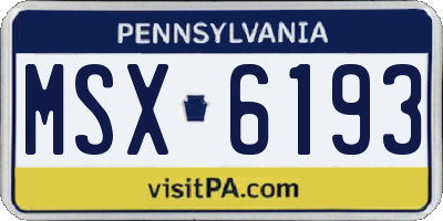 PA license plate MSX6193