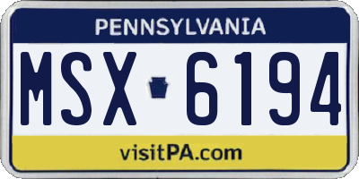 PA license plate MSX6194